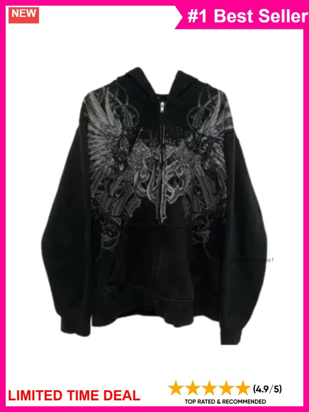 Y2K Grunge Zip Up Hoodie Oversized Graphic Streetwear Jacket